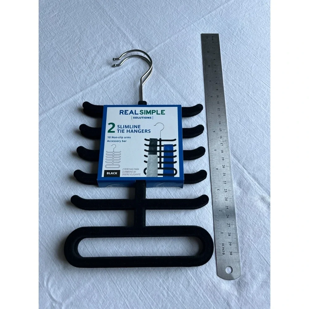 Real Simple Solutions Slim Line Tie Hangers 2-Pack Space Saving Closet Organizer
